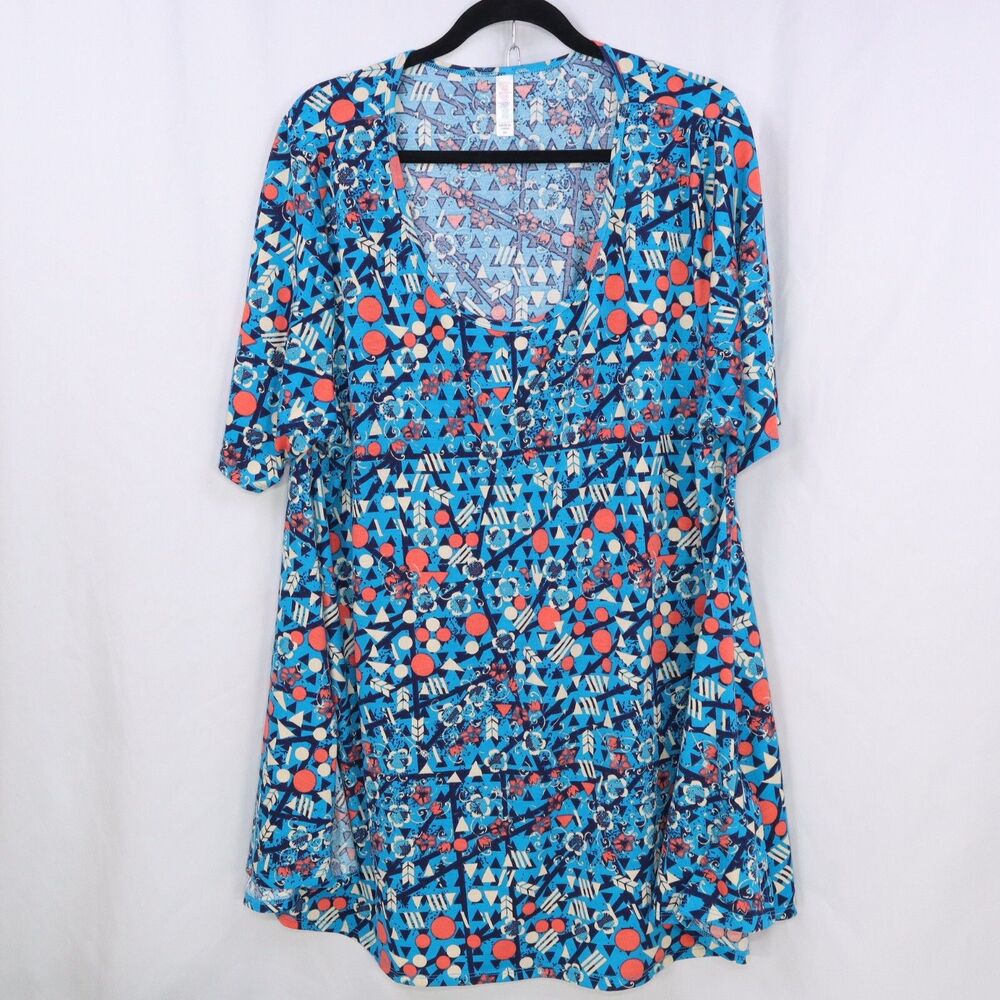 Blouse Size 3XL Lula Roe Teal w/orange dots